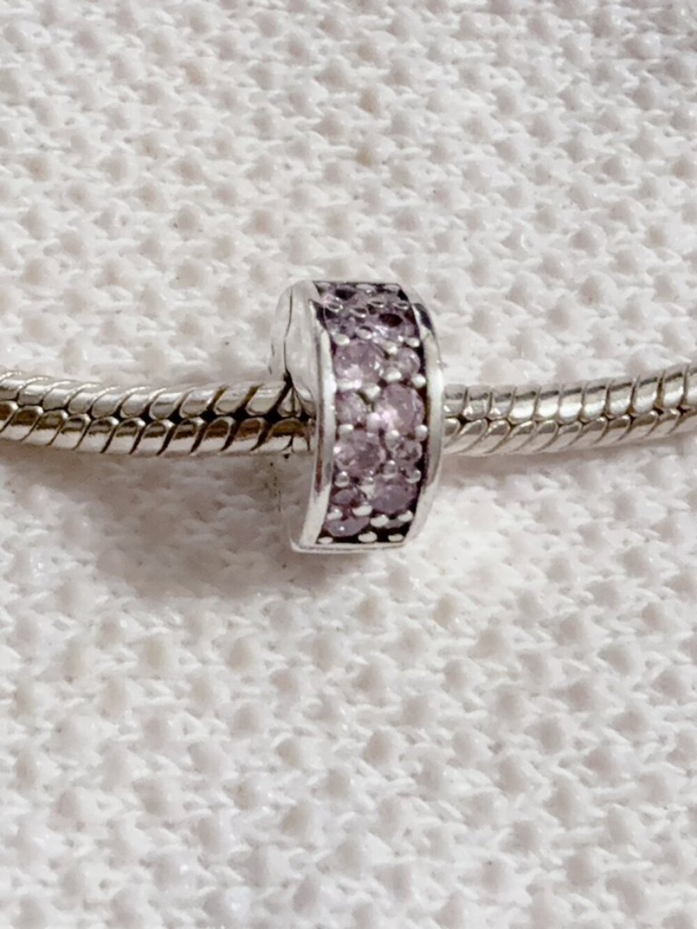 Clear Pave PINK Clip Charm For Pandora Bracelet